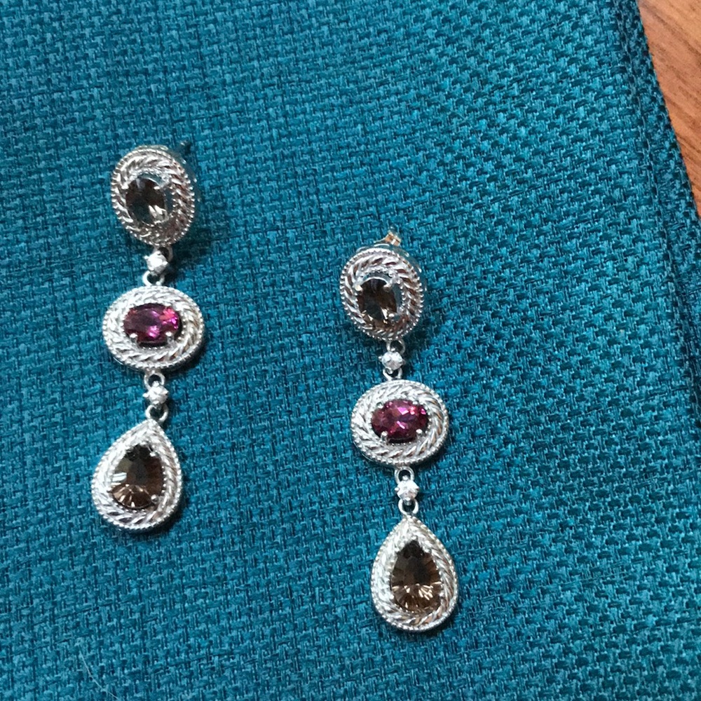 Sterling and Tourmaline Dangle Earrings